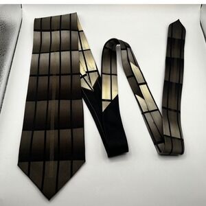 Ottimo Uomo Mens Silk Geometric Grid Pattern Tie Hand Made